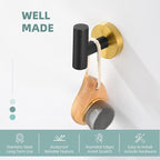 Angle Simple Towel Hook Black & Gold, Stainless Steel Bathroom Towel Holder, Round Clothing Robe Hook Wall Mount