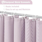3D Embossed Pattern Shower Curtain, Simple and Chic Pattern Vintage Curtain for Bathroom, Waterproof Fabric Shower Curtains with Hooks, 36 W x 72 H, Lavender
