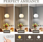 Black Pendant Lights Kitchen Island, 1-Light 7.3" Modern Milk Glass Pendant Light Fixtures with Rods, Globe Hanging Lighting for Kitchen Sink Bathroom Dining Room, E26 Base