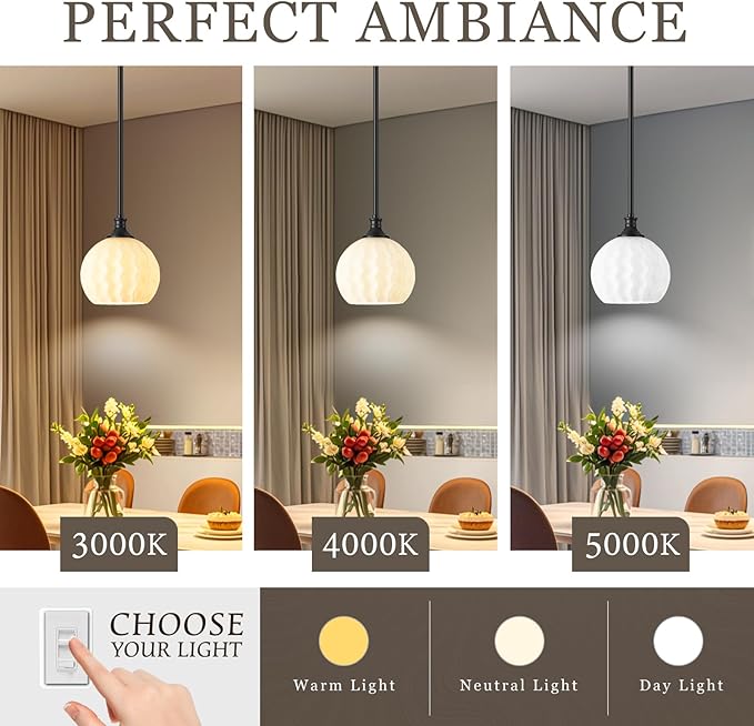 Milk Glass Pendant Lights Kitchen Island 2 Pack, 7.3" Black Modern Pendant Light Fixtures with Rods, Globe Hanging Lighting for Kitchen Sink Bathroom Dining Room, E26 Base