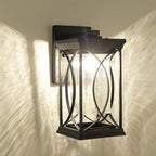 Dusk to Dawn Modern Outdoor Coach Lantern Exterior Light Fixtures Black Aluminum with Crack-Like Glass Waterproof Wall Sconce Mission Outside Light for House Front Porch Lighting
