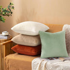 Pallene Faux Fur Plush Fall Throw Pillow Covers 20x20 Set of 2, Soft Fluffy Couch Pillow Covers for Living Room, Rust