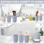 iMucci Bathroom Accessories Set 5Piece Grey Bathroom Sets, Toothbrush Holder, Toothbrush Cup, Lotion Soap Dispenser, Soap Dish and Qtip Holder Bathroom Decor