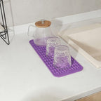 Silicone Dish Drying Mat for Multiple Usage,Easy clean,Eco-friendly,Heat-resistant Silicone Mat for Kitchen Counter,Sink,Bar,Bottle,or Cup Purple M 17 inches x 6 inches