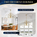 Mid Century Gold Sputnik Chandelier 12 Lights Modern Large L52” Clear Glass Globe Pendant Light Fixture for High Ceiling Foyer Staircase Living Dining Room