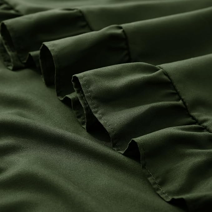 KKJIAF Ruffle Pillow Cases 24x24 Inches, Olive Green Square Ruffled Pillow Covers Set of 2, Microfiber Wrinkle Resistant Pillow Shams with Envelope Closure for Sofa Bed Living Room