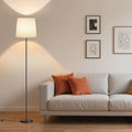 Floor Lamp with Linen Shade - 62" Tall LED Standing Lamp with Foot Switch, 3 Color Temps, 9W E26 Bulb Included, Black Floor Reading Light Corner Lamp for Living Room Bedroom Office Dorm