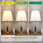 18.9" Bedside Lamps Set of 2 Small Vintage Table Lamp for Bedroom Nightstand Lamp for Living Room 3-Color Temperatures Pull Chain Wood Fabric for Home Office Dorm Decor (Light Brown+Brass)