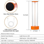 Cordless Portable LED Table Lamp, Modern Nightstand Lights with Filament Magnetic, Three-Level Dimmable Lamp for Gaming, Home Office, Bedroom, Living Room, Kitchen, Bar, Restaurant (Orange)