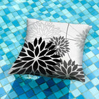 Black Grey Floral Pillow Covers 16x16 Set of 2 Outdoor Waterproof White Colored Decorative Throw Pillows Summer Pillowcase Polyester Cushion Case Decor for Couch Patio Funiture Garden Porch 01L16
