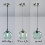 Light Green Glass Pendant Lights Kitchen Island Globe Pendant Light Fixtures Modern Pendant Lighting for Bedroom Living Dining Room Light Fixture (5.9 in, 1 Pack)