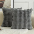 MANDIOO Pack of 2 Thick Plush Wool Decorative Throw Pillow Covers Super Soft Wave Bubble Fur Velvet Cushion Covers Pillow Shams for Couch Bed Living Room 26x26 Inch Gray