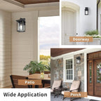 JYZ Dusk to Dawn Outdoor Wall Sconce, 12 Inch Exterior Wall Mount Lantern with Aluminum Frame, Weatherproof Black Porch Light Fixture for Front Door, Garage, Patio, Backyard, Garden JYOWL05