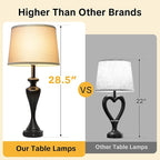 28.5" Tall Touch Table Lamp Set of 2, Bedside Lamps with USB C+A & AC Port, 3 Way Dimmable Lamps for Night Stands, 2700K Black Farmhouse Bedroom Lamp for Living Room End Tables Office Desk