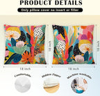 JINYO Abstract Boho Floral Pillow Covers 18x18 Set of 2, Maximalist Eclectic Plants Decorative Throw Pillow Cases, Trendy Colorful Botanical for Couch Living Room Bedroom Home Decor
