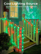 Brightown Solar Operated C6 Strawberry String Lights, 22.64ft 50 LEDs Red Green LED Christmas Fairy Lights, Solar Christmas Lights Outdoor, Christmas Decorations for Christmas Tree, Garden Decor