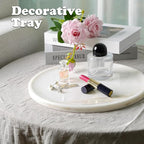 11.8inch Round Marble Serving Tray for Kitchen and Coffee Table, Bathroom Vanity Tray for Counter, White Decorative Catchall Tray for Jewelry, Namib Fantasy