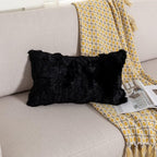 Rabbit Skin Fur Luxury Pillowcases Cushion Cover Soft Throw Cases for Living Rooms Covers Fur Pillow Case Cushion (Black, 30×50cm（12in×20in）)