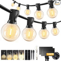 HJQ 120FT(60x2) Solar String Lights Waterproof, Patio Lights Solar Powered with Remote & USB Port, 40+2 LED Shatterproof Bulbs, 3 Modes, Dimmable Solar Lighting Hanging for Camping Backyard Garden
