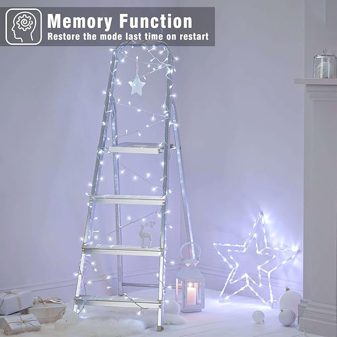 66FT 200 LED Christmas Lights Outdoor, Plug in Christmas String Lights Indoor, Waterproof & 8 Modes & Timer Function, Connectable Fairy Twinkle Light for Bedroom Classroom Wedding Party Decor, White