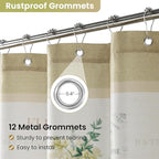 Fabric Shower Curtain, Country Vintage Floral Shower Curtain, Gold and Green Flower Shower Curtains for Bathroom, Waterproof Bathroom Curtains, 72" W x 72" H