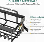 Veken Rustproof&Waterproof Shower Caddy 5-Pack, No Drilling Adhesive Wall Mounted Shower Shelves Rack, Heavy Weight Bearing, Large Organizer Storage Accessories, Ideal for Bathroom,Home&Kitchen, Black