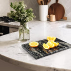 Koville Brazilian Natural Marble Cutting Board for Kitchen, 12x8inch Hand Crafted Marble Slab for Cheese, Charcuterie, Pastry Board - Wedding Gift, House Warming Gift
