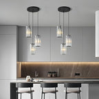 Black Pendant Lighting Modern Pendant Light, Mini Crystal Chandeliers,Adjustable Pendant Light Fixture for Kitchen Island Dinning Room Corridor Bedroom(Black 3-Light)