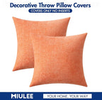 MIULEE Pack of 2 Couch Throw Pillow Covers 20x20 Inch Soft Coral Red Chenille Pillow Covers for Sofa Living Room Solid Dyed Pillow Cases