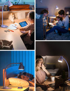 BOHON LED Desk Lamp with USB Charging Port, 3 Color Modes Fully Dimmable Reading Lamp, Auto Dimming Task Lamp, Flexible Gooseneck Table Light for Office Dorm Bedside, Adapter Include, Lilac Purple