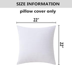 Home Brilliant Set of 2 Decorative Pillows for Couch Pillow Protectors for Sofa, Stripes Velvet, 55x55 cm, 22 x 22 Inch, Pure White