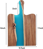 Acacia Wood & Epoxy cheese board | 16.5x10inch | Use as serving platter tray for charcuterie, appetizers, Snacks, dishes | Resin Cutting Board for fruits and vegetables | Turquoise