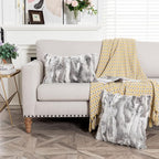 Home Living Room Decorative Rabbit Skin Fur Cushion Cover Throw Pillow Covers Case Luxury Rabbit Hide Fur Pillowcases Cushion Cover Soft Throw Cases for Bedroom Grey 40×40CM（16in×16in）