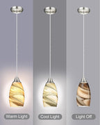 Mini Pendant Lights Kitchen Island Light Brown Glass Lamp Shade Hand Blown Glass Pendant Light with Brush Nickel Finish Adjustable Cord for Kitchen Over Sink, Dining Room (Light Brown-3P)