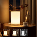 Mini Bamboo Bedside Table Lamp with10 Brightness & 3 Color Temperatures,Cozy PC Shade,Soft Ambient Nightstand Night Light for Bedroom,Kids Room,Bedroom,Dorm,Nursery