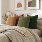 MIULEE Modern Farmhouse Decorative Pillow Covers 18x18 Inch Set of 4 Natural Rustic Throw Pillows Neutral Warm Soft Corduroy Couch Pillowcases Home Decor for Sofa Living Room Bed Christmas Green