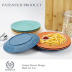 Homienly Wheat Straw Dinner Plates Set of 8, 10 Inch, Microwave and Dishwasher Safe, Unbreakable Kids Plates, 4 Colors (Multi), MS 01