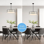 ALISADABOY Drum Chandeliers for Dining Room 21.65’’ Inch Modern Farmhouse Black Chandelier 5 Light Contemporary Hanging Pendant Light Fixture for Living Room Kitchen Island Foyer Entryway Stairway