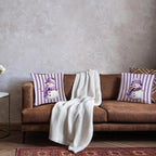 JINYO Purple Christmas Snowman Pillow Covers 18x18 Set of 2, Purple Christmas Decor, Preppy Winter Snowman Striped Throw Pillow Covers for Couch Living Room Bedroom