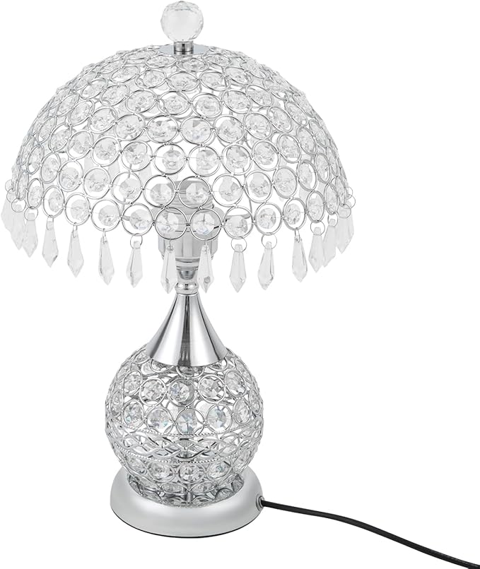 Eapmic Table Lamp,Bedside End Table Lamp Modern Nightstand Desk Lamp Geometric Lamp with Shade for Living Bedroom Office(Modern,Style 5,Silver)