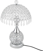 Eapmic Table Lamp,Bedside End Table Lamp Modern Nightstand Desk Lamp Geometric Lamp with Shade for Living Bedroom Office(Modern,Style 5,Silver)