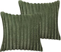 18x18 Throw Pillow Covers Set of 2, Decorative Faux Fur Covers for Bed, Couch Soft Fluffy Pillow Cover with Velvet Back for Living Room, Neutral Home Décor Accent for Sofa - Green