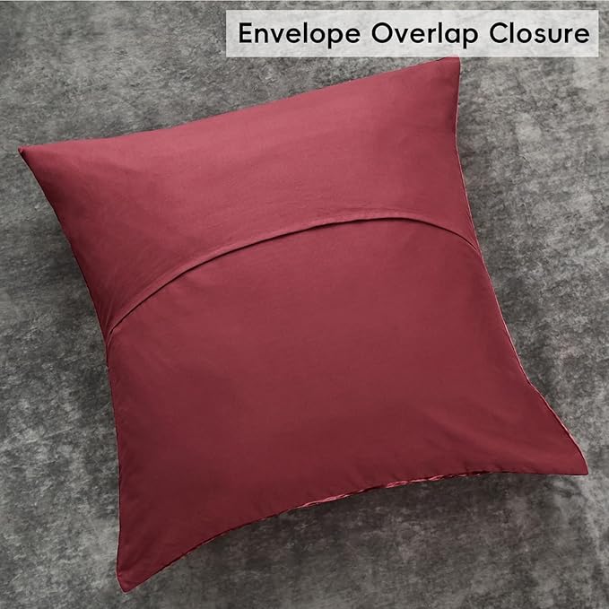 PHF Truly Velvet Euro Sham, 26"x 26",No Insert, 2 Pack Color Gradient Euro Throw Pillow Covers, Ultra Soft Cozy Pillow Covers for Luxurious Home Decorative, No Shedding, No Pilling, Wine Red