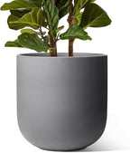LE TAUCI 12 Inch Pots for Plants, Ceramic Large Planters for Indoor Plants, Indoor Plant Pots for Home Garden Patio Office, Big Planter Pots with Drainage Hole and Rubber Plug, Charcoal Gray