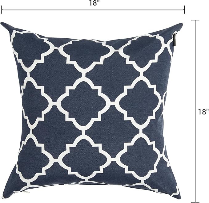 Outdoor Throw Pillows Water Resistant 18x18 inch,Decorative Throw Pillow with Insert Set of 2,Hidden Zipper Headrests for Patio Furniture Sofa Couch Chair (Blue Geometry)