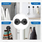 Suction Cup Hooks for Shower, Wreaths Hanger for Glass Door, Heavy Duty Bathroom Towels Hooks inside Shower, Stainless Steel, No Drill on Marble Mirror Tile Wall in Bedroom Kitchen (2, Black)