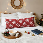 Reversible Christmas Pillow Covers 14x36, Chenille Double-Sided Snowflake & Tree, Cozy Farmhouse Holiday Throw Pillowcases with Hidden Zipper for Sofa, Couch and Bed(Red,36x14)