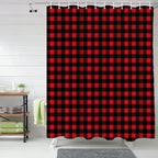 Vandarllin Fabric Shower Curtain 48X72 Inch,Waterproof Washable,Rustic Red Black Buffalo Check Plaid Pattern Barh Curtains