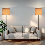 Drum Lamp Shades Set of 2, White Large Lampshades 15" Top X 15" Bottom X 12" Height, ALUCSET Large Lampshades Spider Fitter, Natural Linen Lamp Shade, Easy Assembly Required with 2 Lampshade Holders