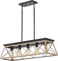 HuixuTe 5-Light Farmhouse Dining Room Chandelier Over Table, Rustic Kitchen Island Lighting, Adjustable Height Pendant Light for Kitchen, Dining Room Table Rustic Wood